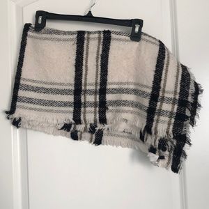 Cream and Black Plaid Scarf